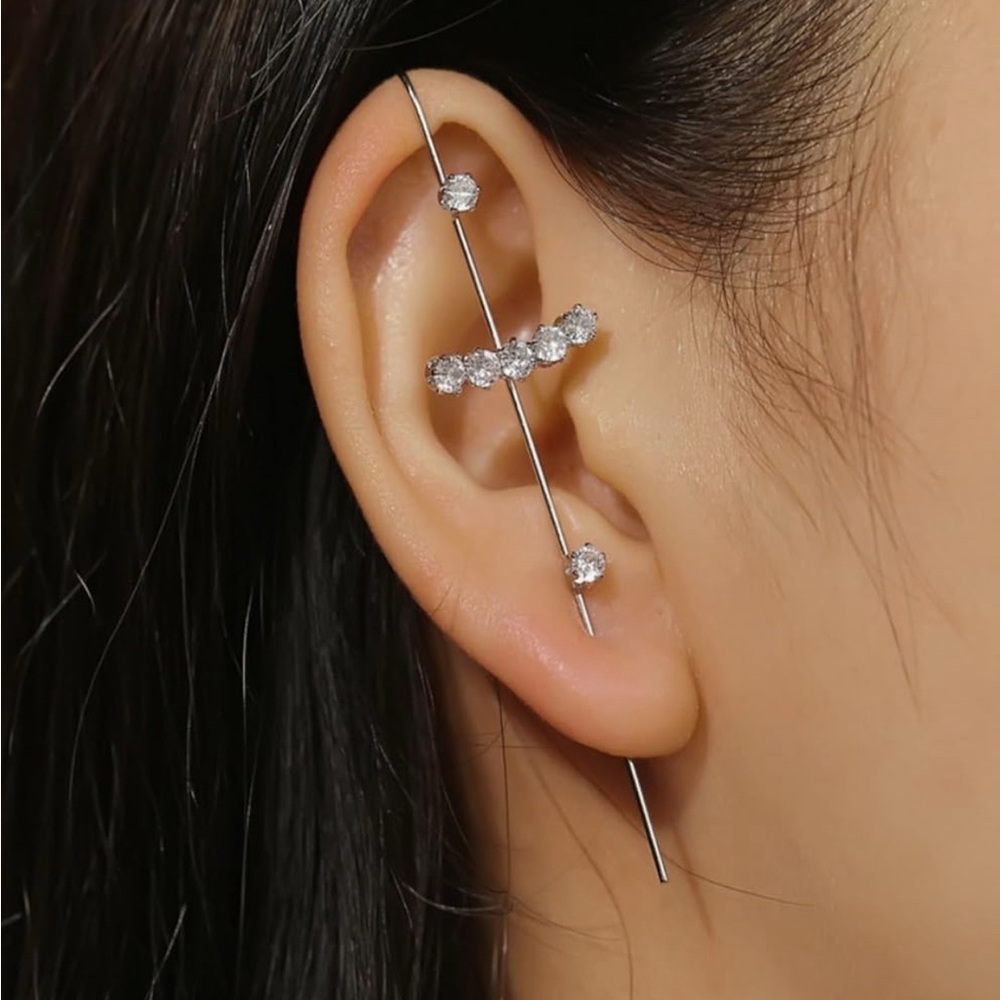 BUY ONE GET ONE FREE ON ALL EAR CRAWLERS ! Crawlers Cuffs Pair CZ Earrings New